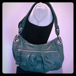 B Makowsky Green leather shoulder bag